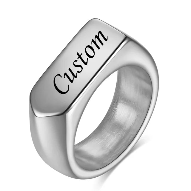 Custom Rings Engraved With Your Name Text Signature Handwriting Women Girs Stainless Steel Titanium Ring