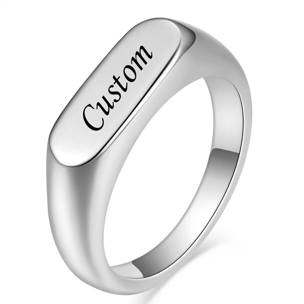 Custom Rings Engraved With Your Name Text Signature Handwriting Women Girs Stainless Steel Titanium Ring